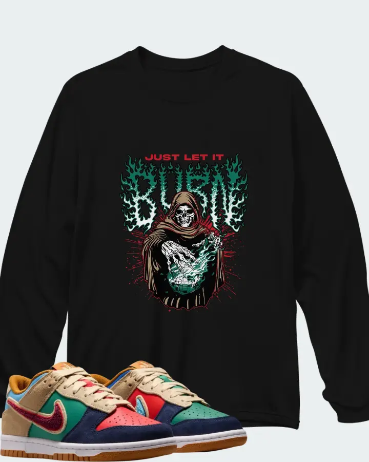 Nike Dunk Low Midnight Navy Green Noise Matching Long Sleeve T-Shirt