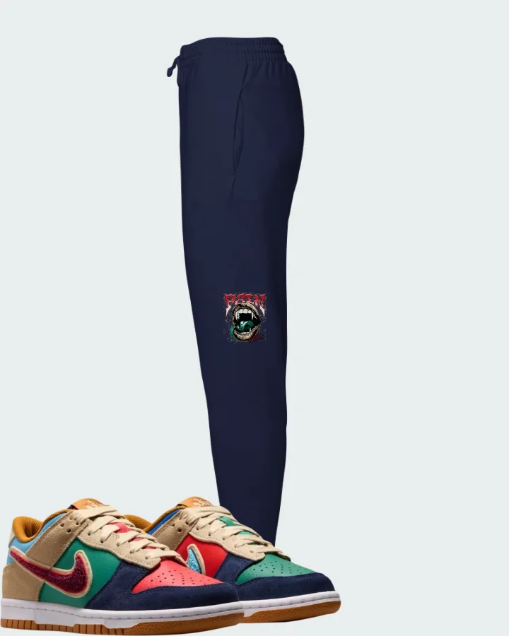 Nike Dunk Low Midnight Navy Green Noise Matching Joggers