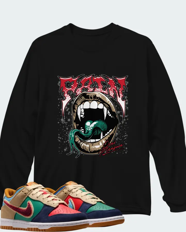 Nike Dunk Low Midnight Navy Green Noise Matching Long Sleeve T-Shirt