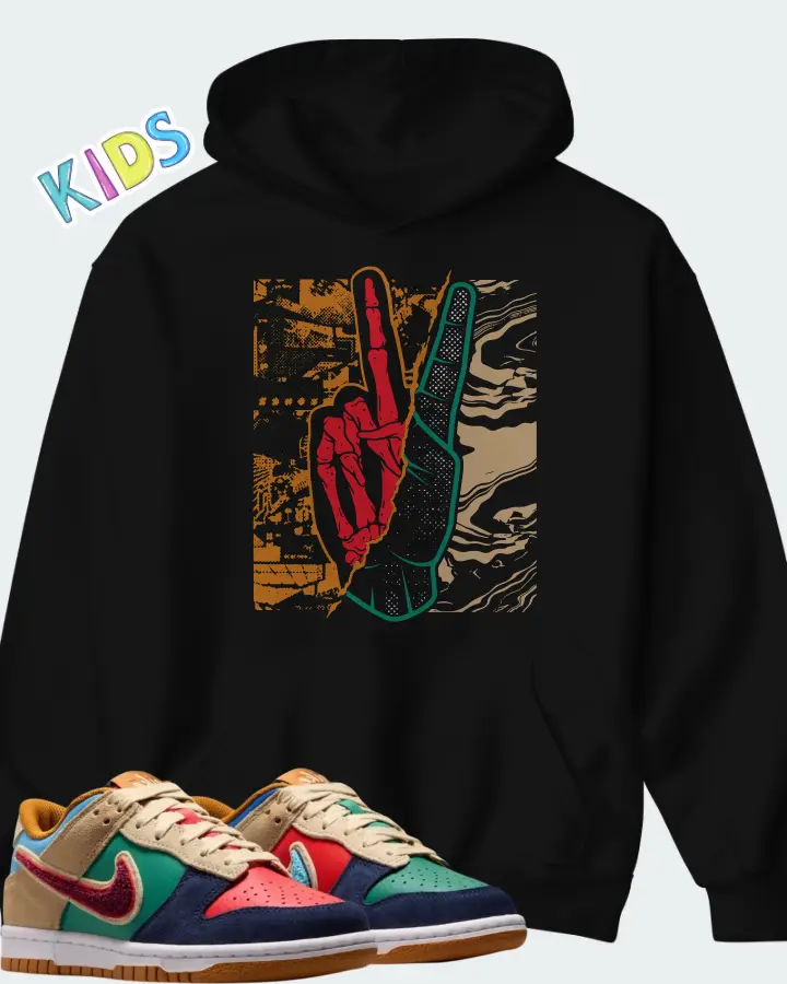Nike Dunk Low Midnight Navy Green Noise Matching Kid's Hoodie