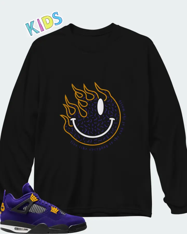 Air Jordan 4 Imperial Purple Matching Kid's Long Sleeve T-Shirt