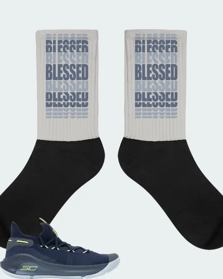 Under Armour Curry 6 Sneaker Matching Grey Socks - BLESSED Many Times
