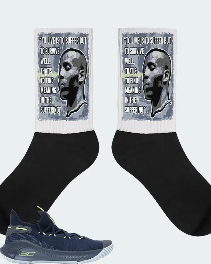 Under Armour Curry 6 Sneaker Matching White Socks - DMX Suffer Quote