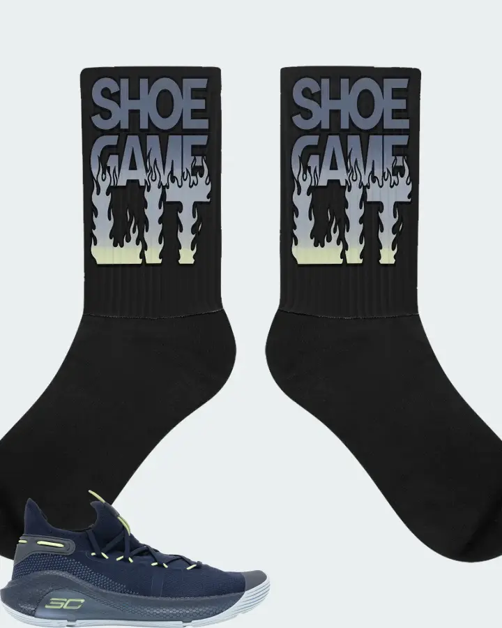 Under Armour Curry 6 Sneaker Matching Black Socks - Shoe Game Lit Refreshed