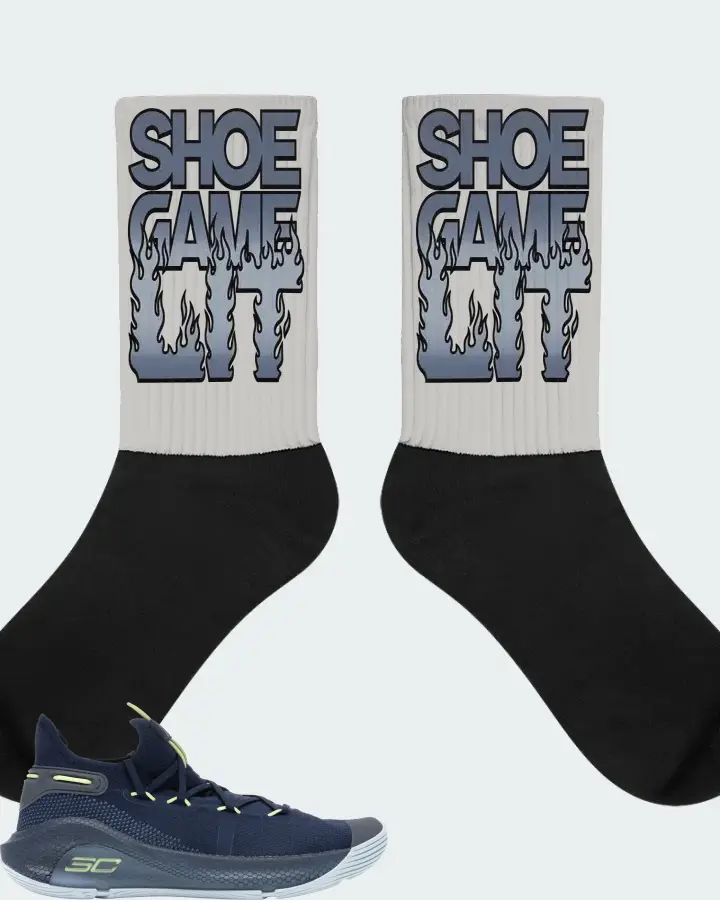 Under Armour Curry 6 Sneaker Matching Grey Socks - Shoe Game Lit Refreshed