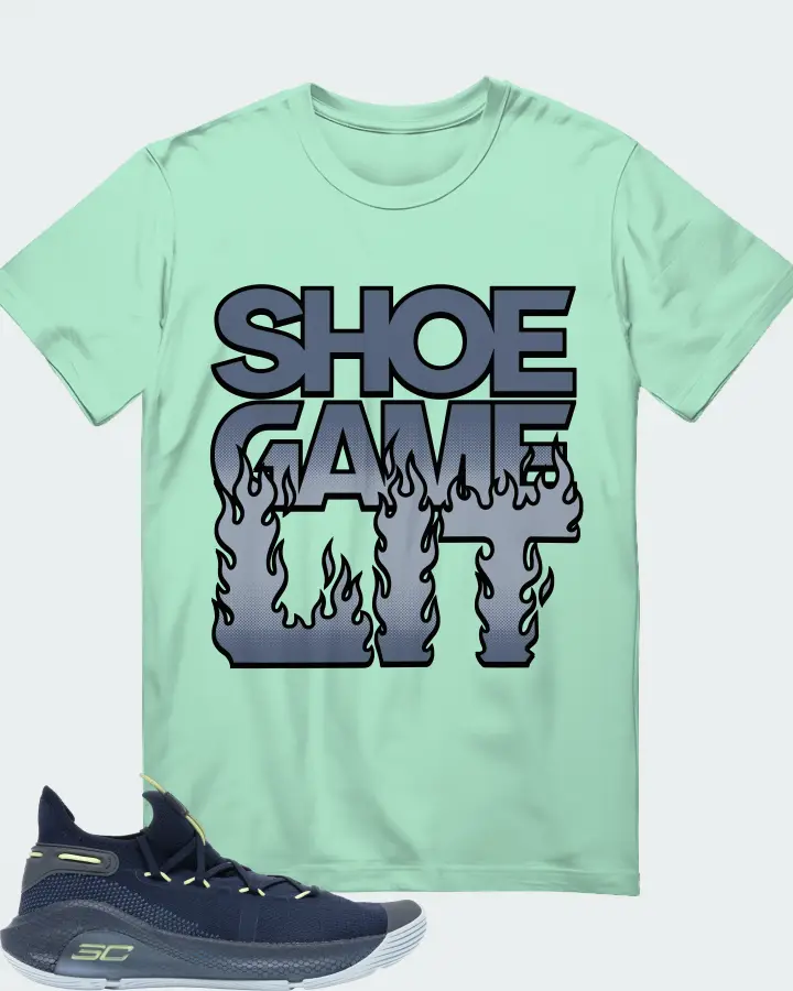 Under Armour Curry 6 Sneaker Matching Mint T-Shirt - Shoe Game Lit Refreshed