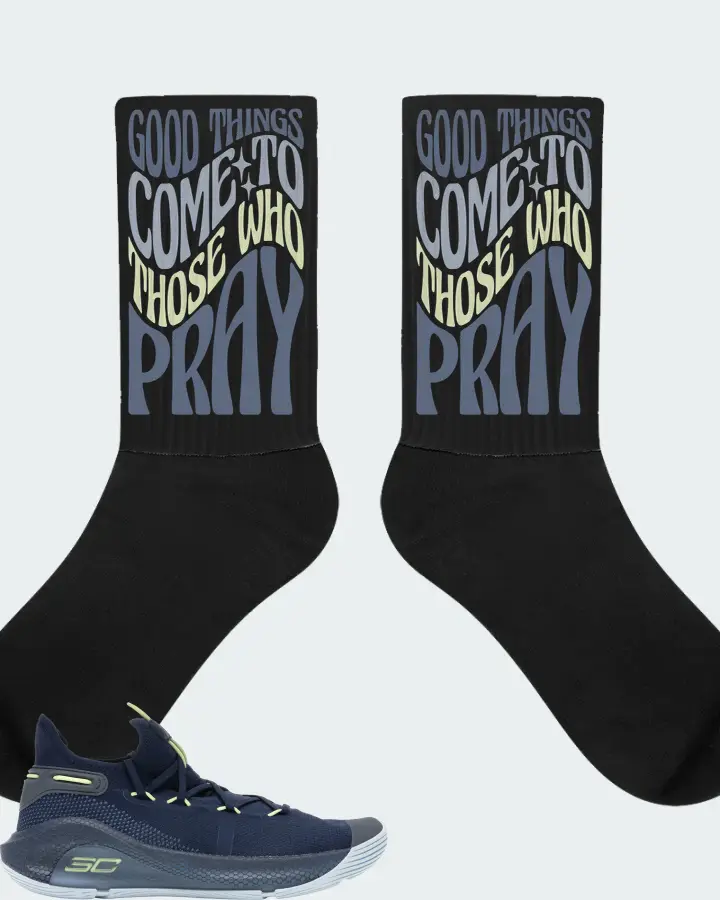 Under Armour Curry 6 Sneaker Matching Black Socks - Good Things Come To Those Who Pray