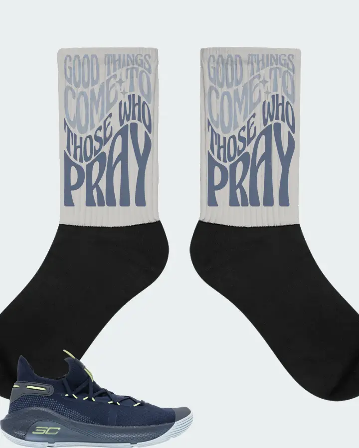 Under Armour Curry 6 Sneaker Matching Grey Socks - Good Things Come To Those Who Pray