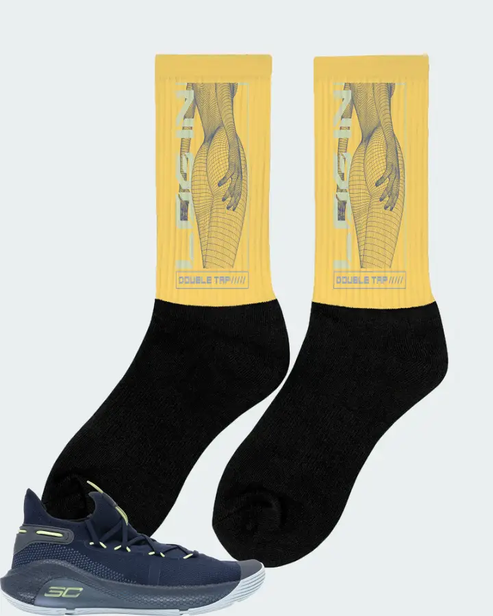 Under Armour Curry 6 Sneaker Matching Yellow Socks (LOGIN) - View 3