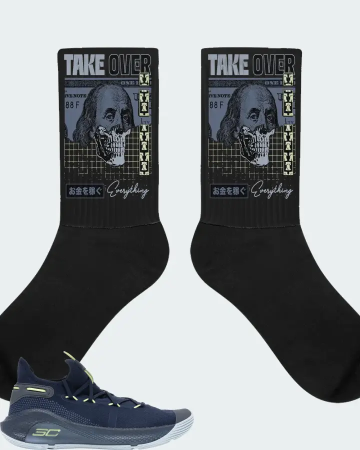 Under Armour Curry 6 Sneaker Matching Black Socks - Take Over