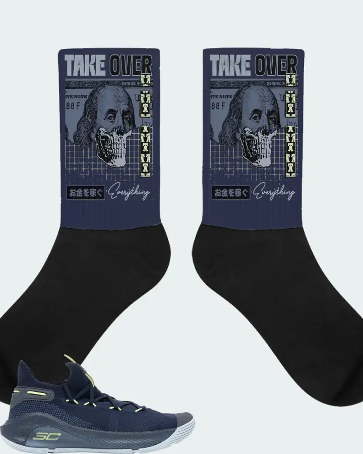 Under Armour Curry 6 Sneaker Matching Navy Socks - Take Over