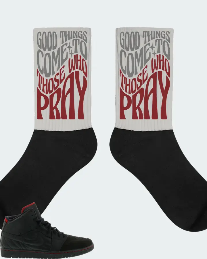 Jordan 1 Retro '99 Sneaker Matching Grey Socks - Good Things Come To Those Who Pray