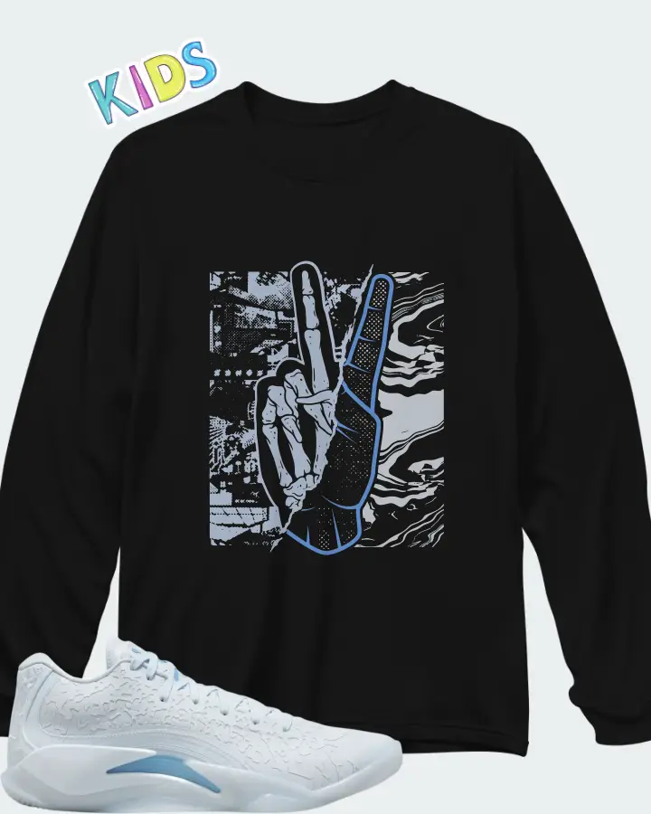 Jordan Zion 3 Half Blue Matching Kid's Long Sleeve T-Shirt