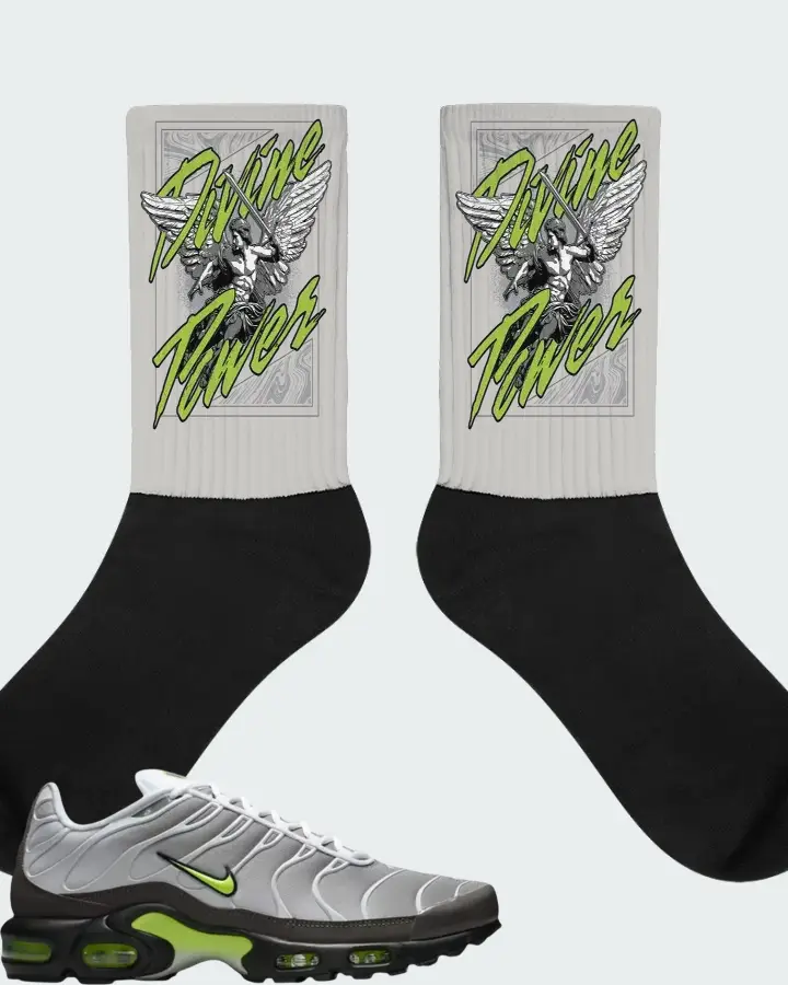 Nike Air Max Plus White Pearl Grey Neon Matching Socks