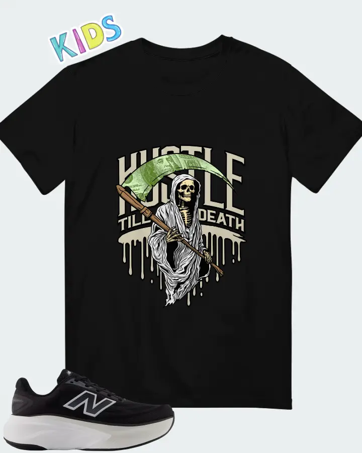 New Balance Fresh Foam X More v6 - Permafrost Black with Grey Matter Castlerock Matching Kid's T-Shirt