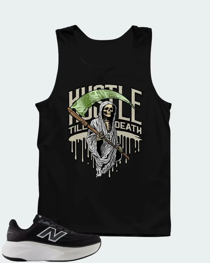 New Balance Fresh Foam X More v6 - Permafrost Black with Grey Matter Castlerock Matching Tank Top