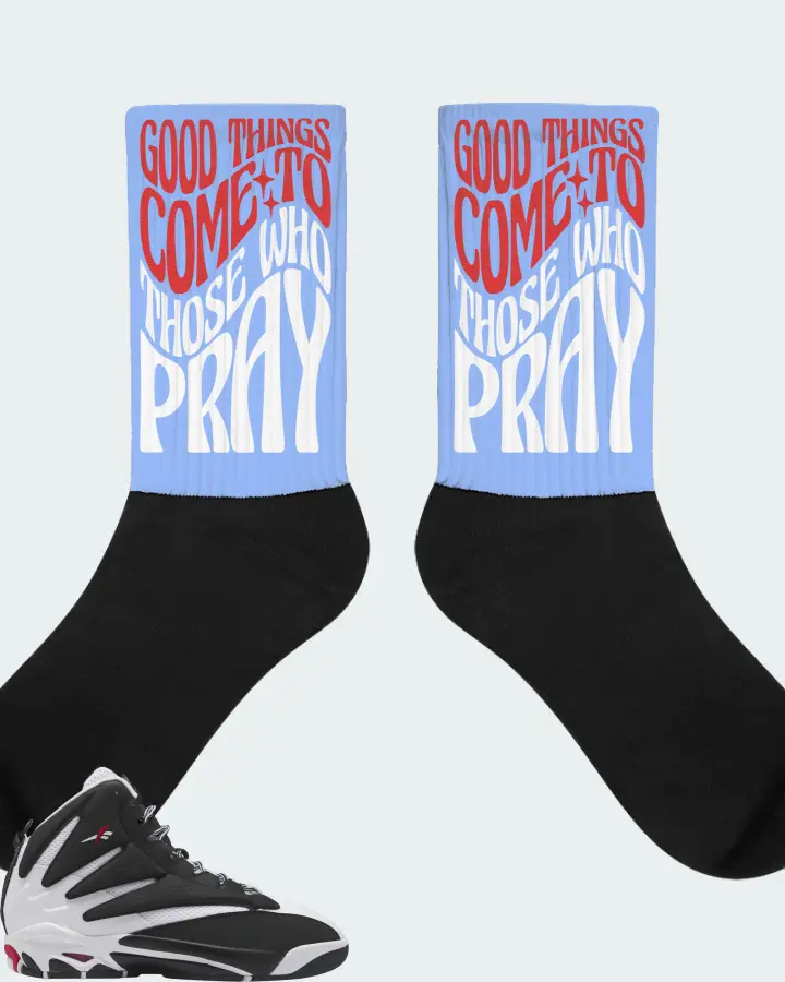 Reebok The Blast Sneaker Matching Carolina Blue Socks - Good Things Come To Those Who Pray