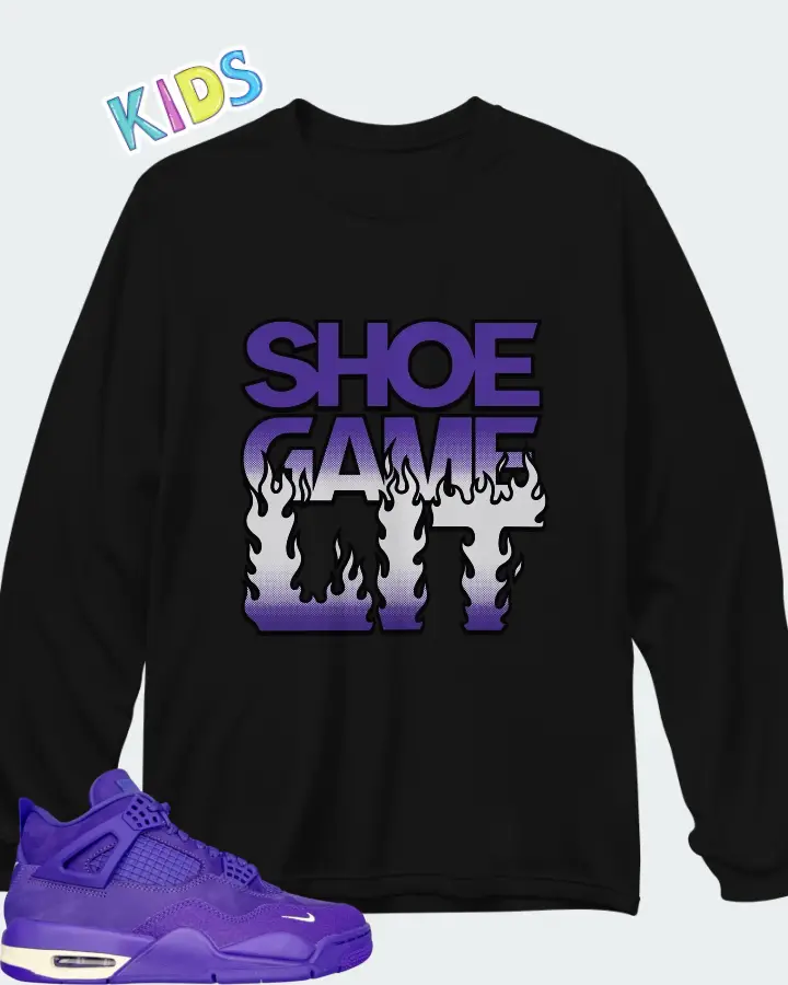 Nigel Sylvester x Air Jordan 4 Retro Canyon Purple Matching Kid's Long Sleeve T-Shirt