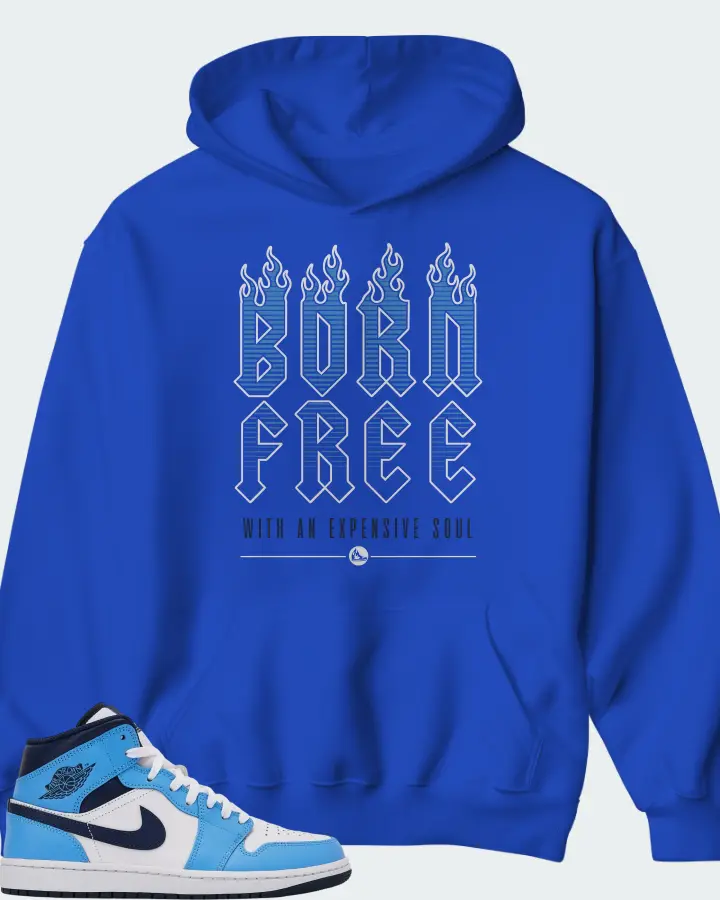 Jordan 1 Mid University Blue Midnight Navy Matching Hoodie