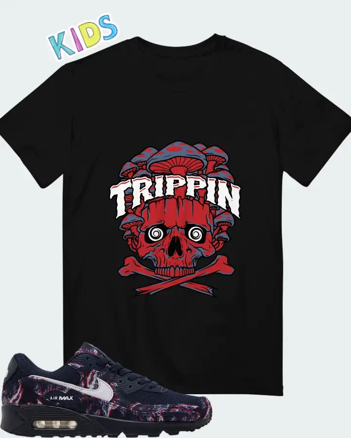 Nike Air Max 90 Premium Printed Canvas Blue Matching Kid's T-Shirt
