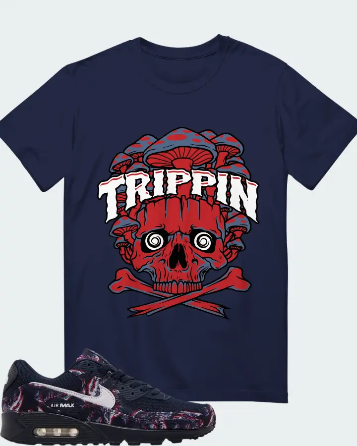 Nike Air Max 90 Premium Printed Canvas Blue Matching T-Shirt