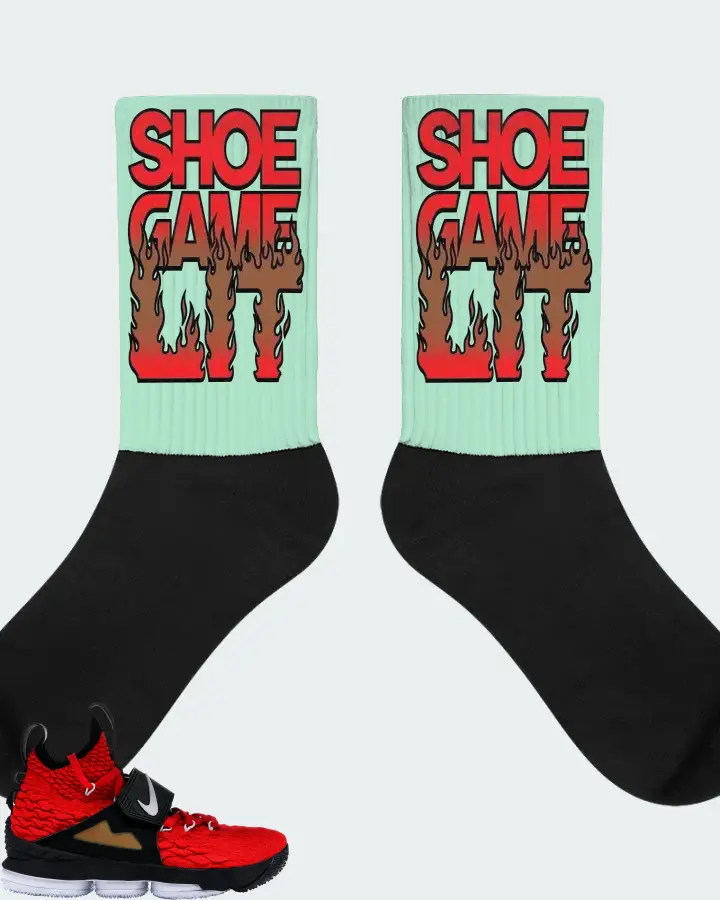 Nike LeBron 15 Sneaker Matching Mint Socks - Shoe Game Lit Refreshed