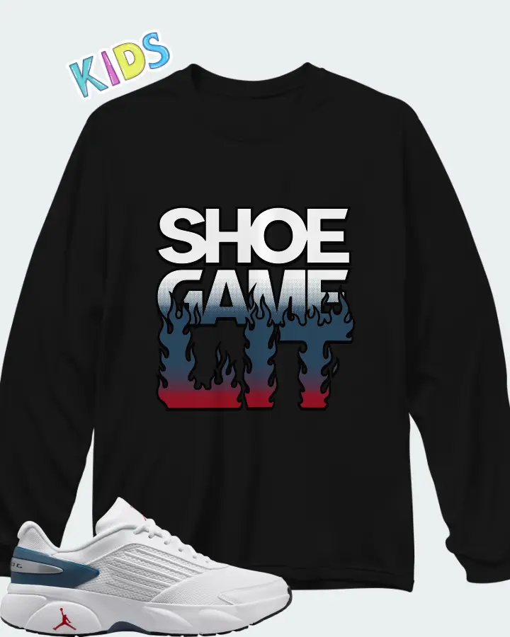 Air Jordan Trunner Flow White Ture Blue Matching Kid's Long Sleeve T-Shirt