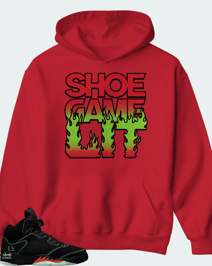 Air Jordan 5 Halloween Sneaker Matching Red Hoodie - Shoe Game Lit Refreshed