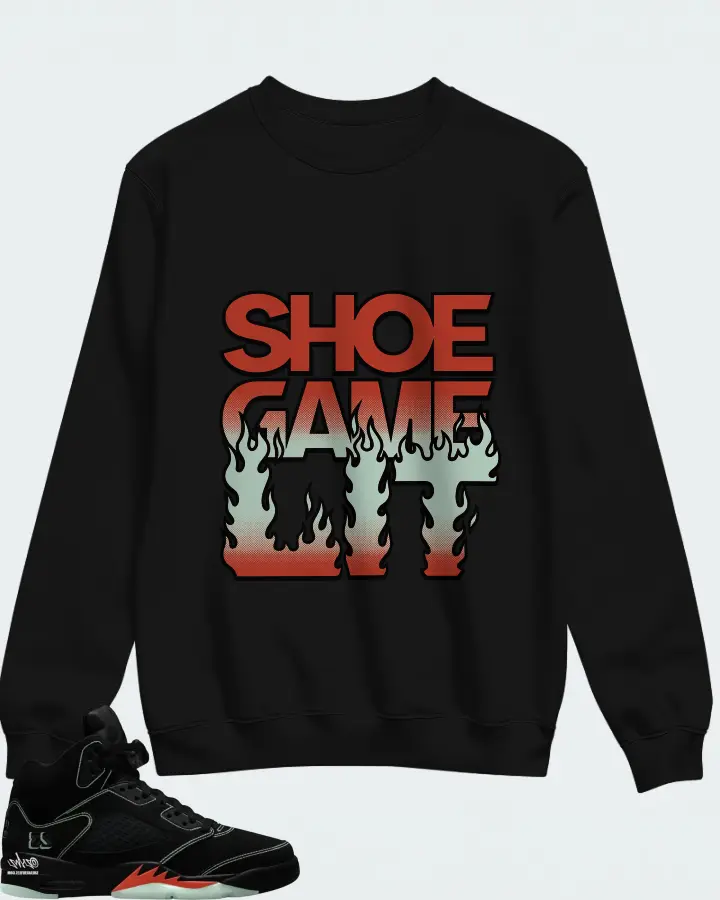 Air Jordan 5 Halloween Sneaker Matching Black Sweatshirt - Shoe Game Lit Refreshed