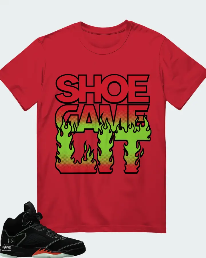 Air Jordan 5 Halloween Sneaker Matching Red T-Shirt - Shoe Game Lit Refreshed