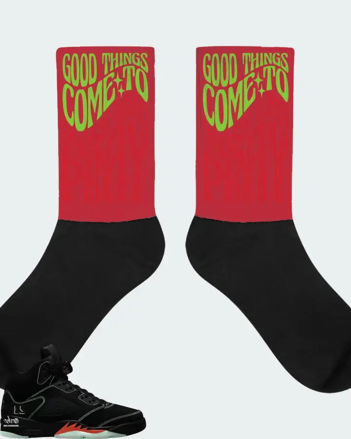 Air Jordan 5 Halloween Sneaker Matching Red Socks - Good Things Come To Those Who Pray