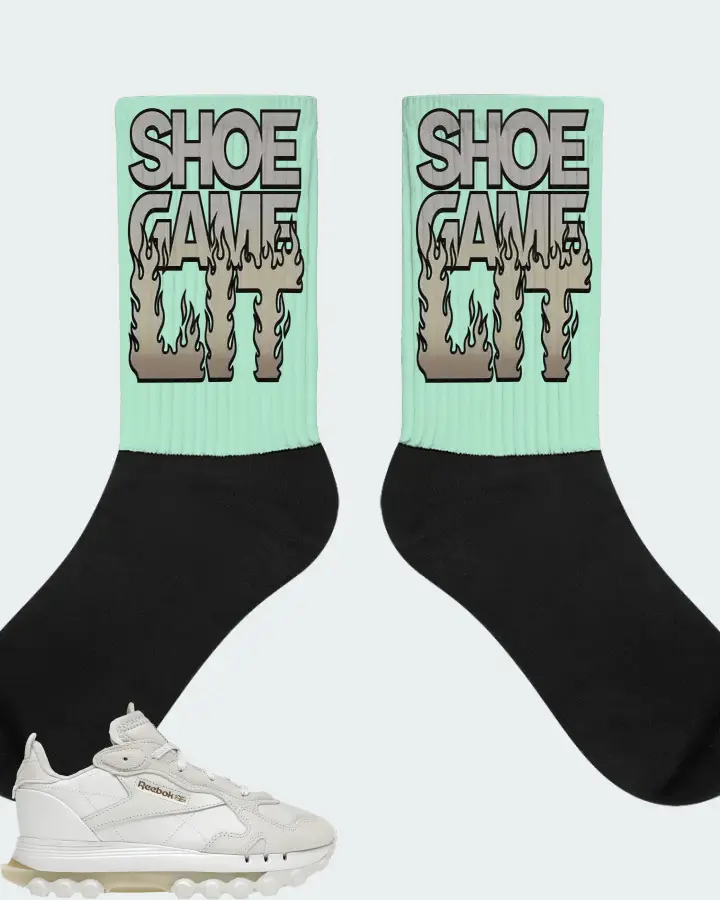 Reebok Classic Leather Sneaker Matching Mint Socks - Shoe Game Lit Refreshed