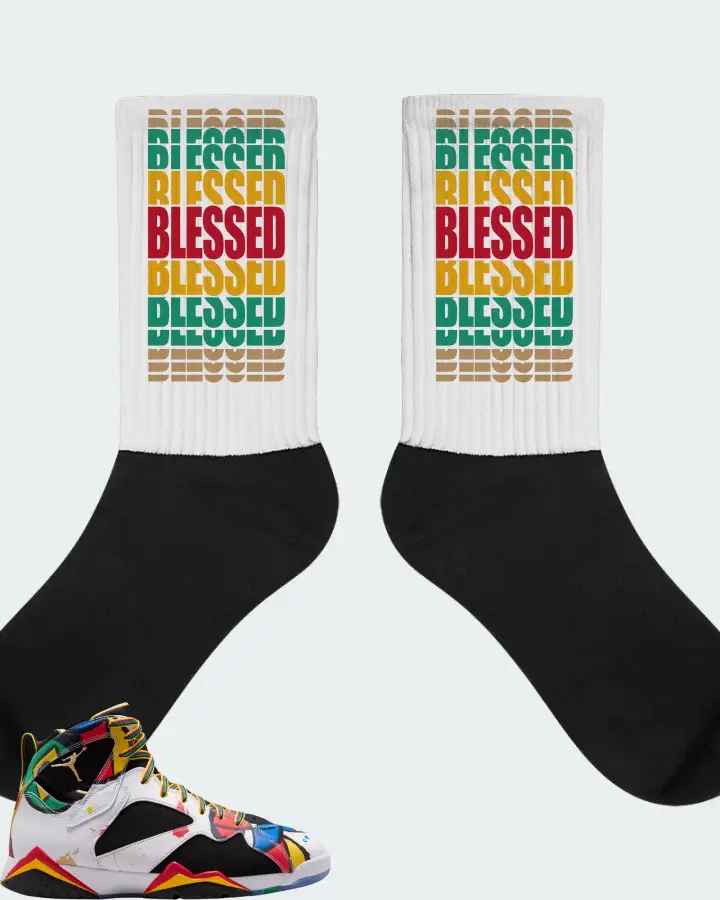 Air Jordan 7 Miro Sneaker Matching White Socks - BLESSED Many Times