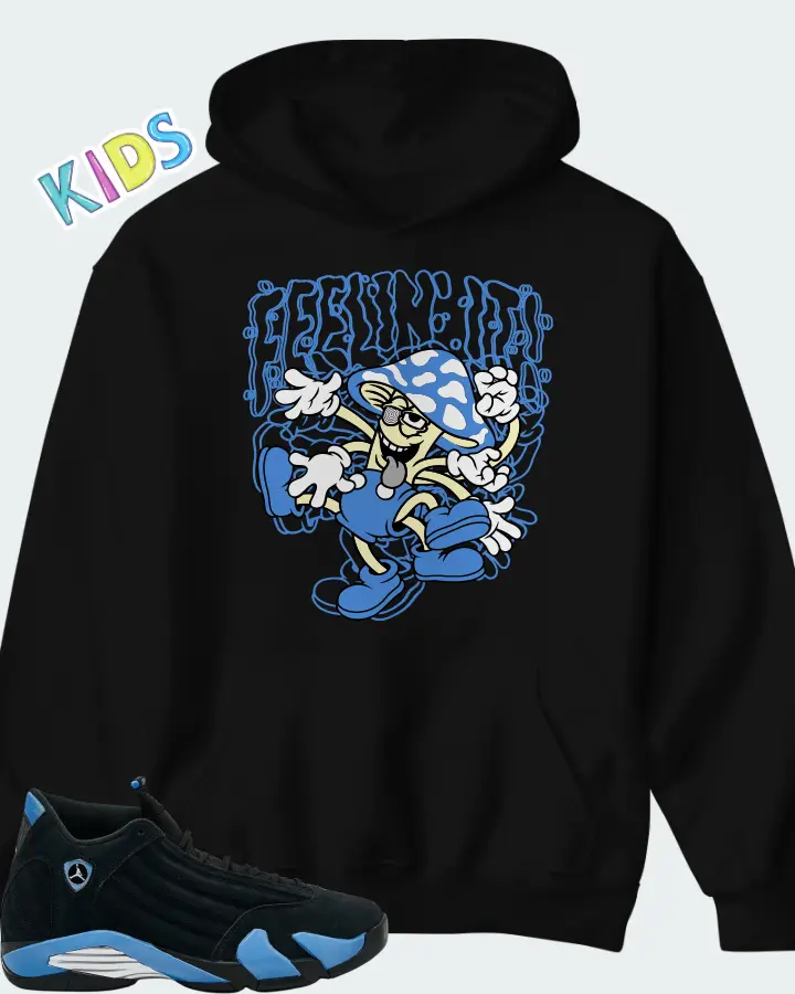 Air Jordan 14 Retro Black University Blue 2026 Matching Kid's Hoodie