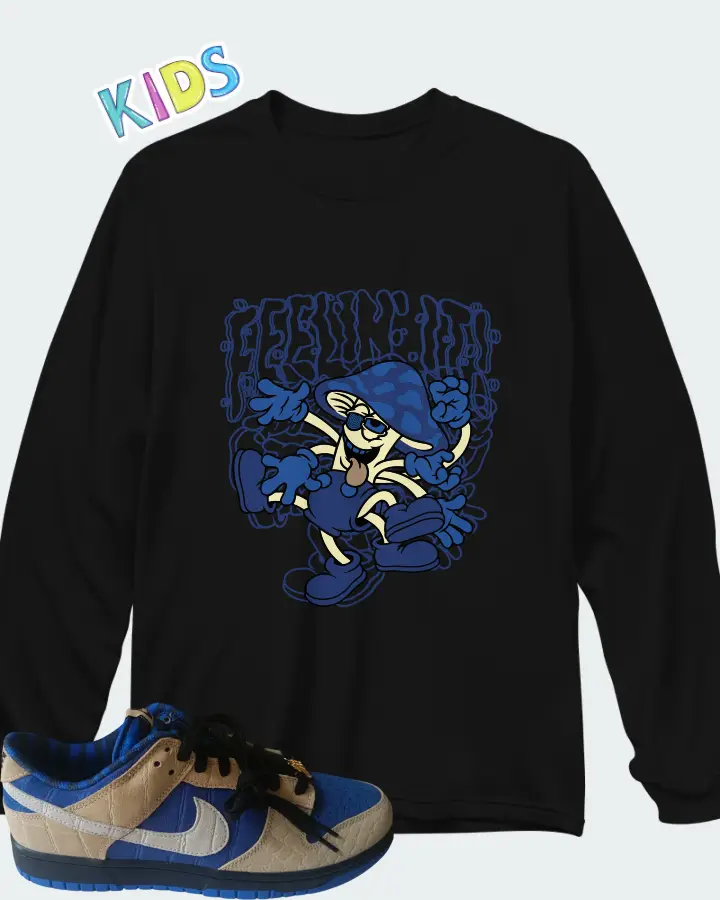 Nike Dunk Low By You Blue Tan Matching Kid's Long Sleeve T-Shirt