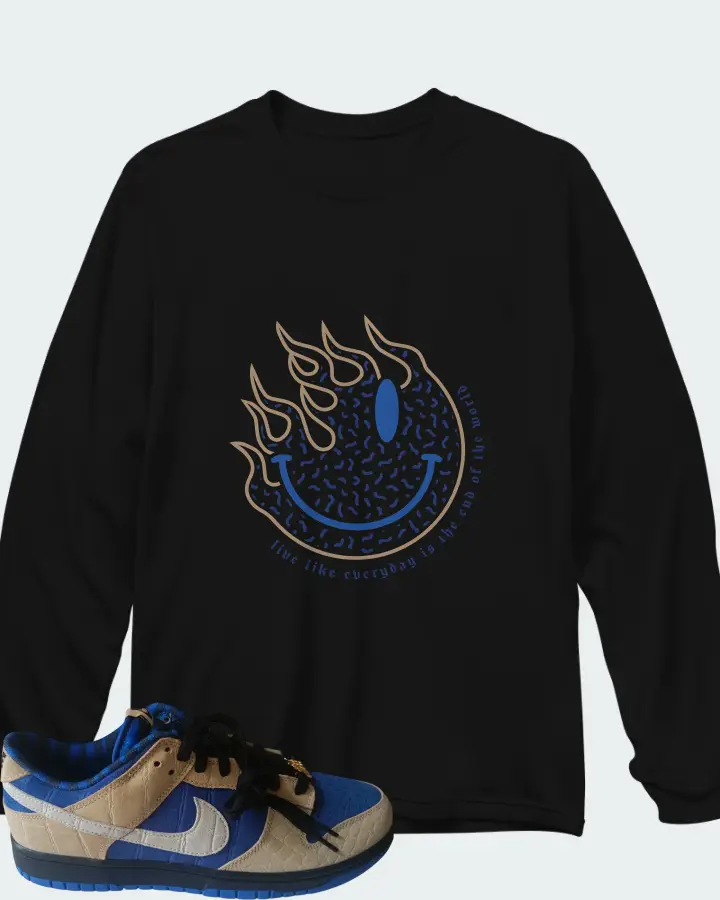 Nike Dunk Low By You Blue Tan Matching Long Sleeve T-Shirt