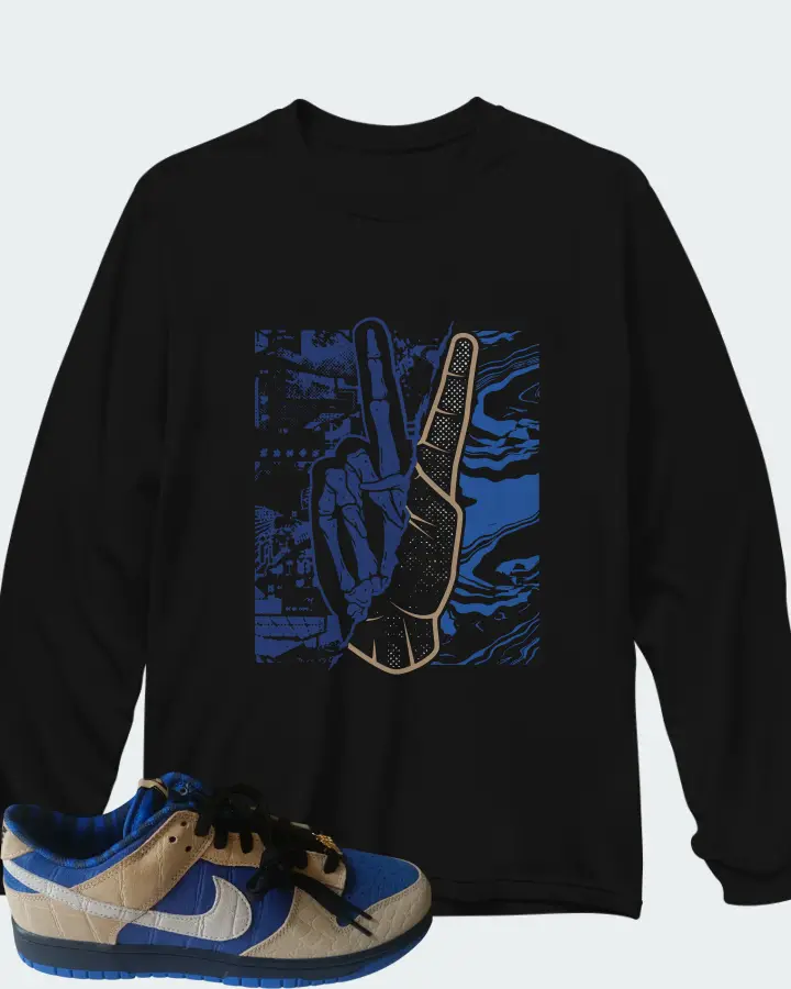 Nike Dunk Low By You Blue Tan Matching Long Sleeve T-Shirt
