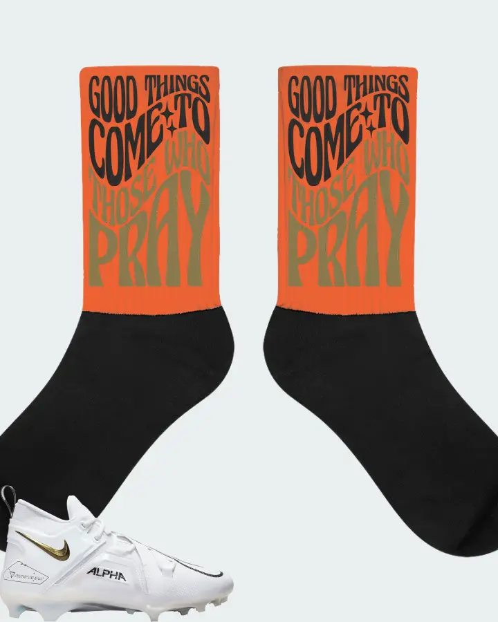 Nike Alpha Menace Pro 3 Sneaker Matching Orange Socks - Good Things Come To Those Who Pray