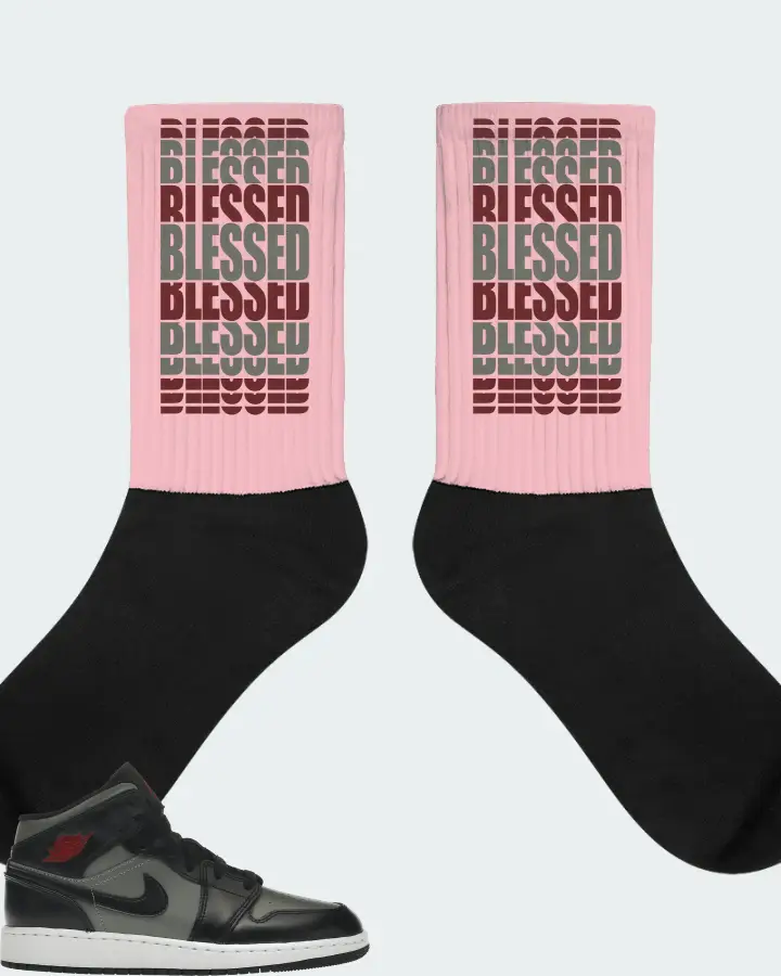 Jordan 1 Mid Sneaker Matching Pink Socks - BLESSED Many Times