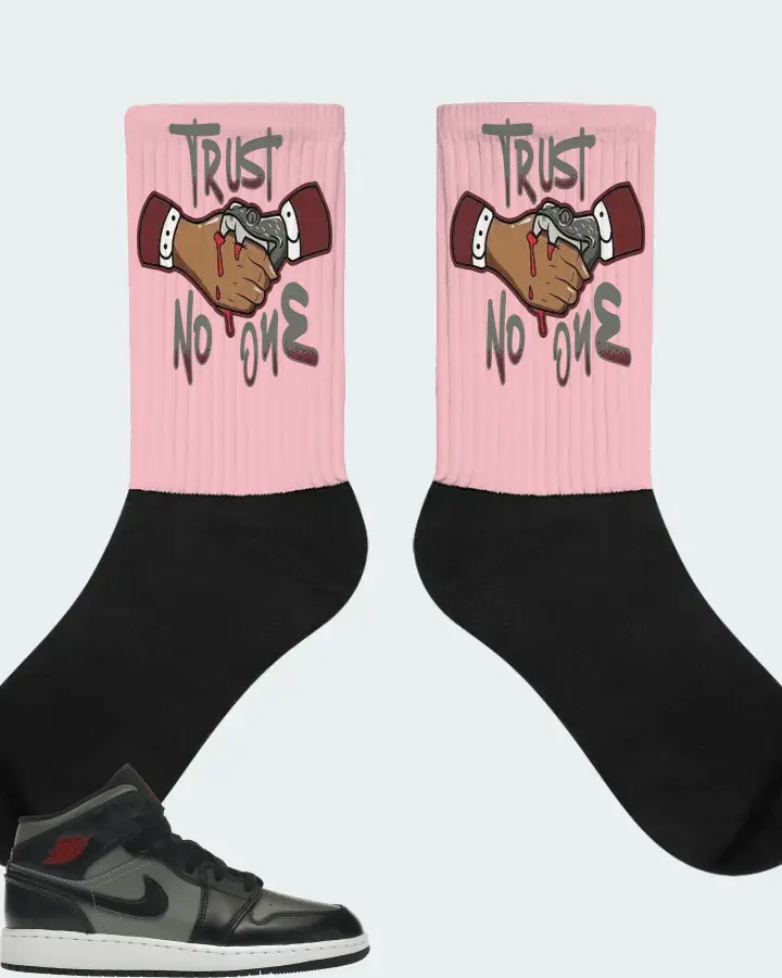 Jordan 1 Mid Sneaker Matching Pink Socks - Trust No One