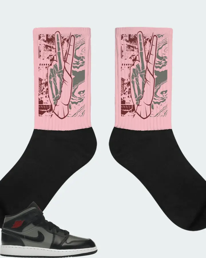 Jordan 1 Mid Sneaker Matching Pink Socks - Peace of mind