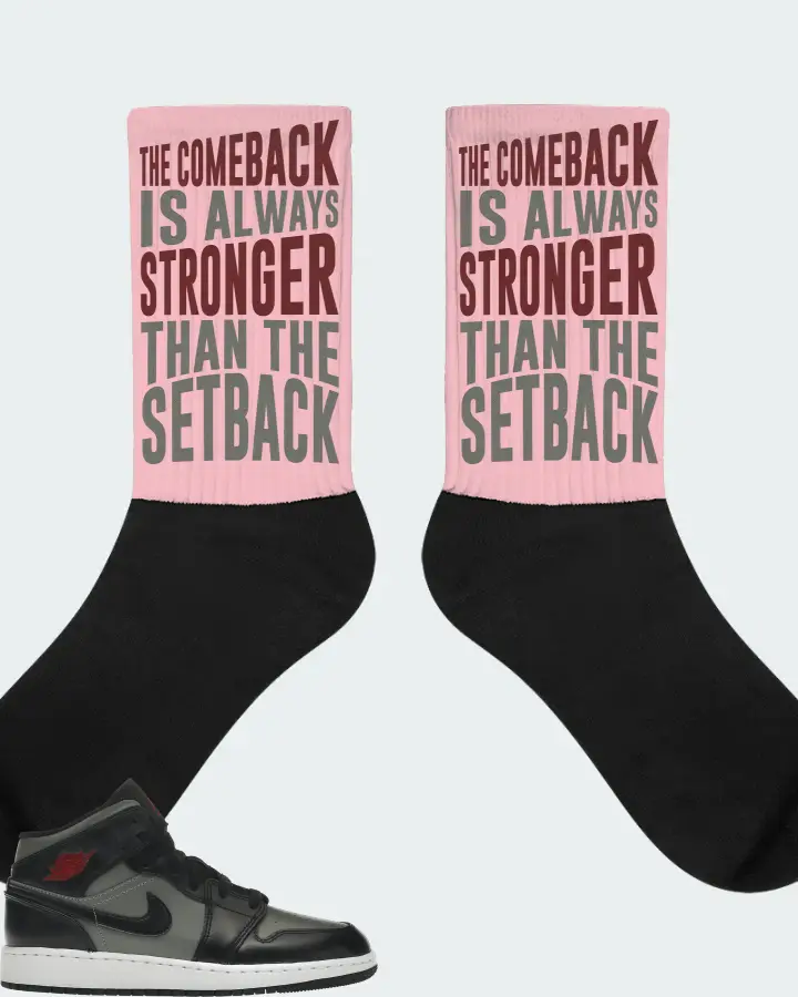 Jordan 1 Mid Sneaker Matching Pink Socks - The Comeback