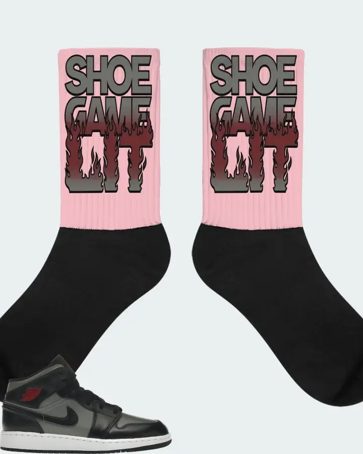 Jordan 1 Mid Sneaker Matching Pink Socks - Shoe Game Lit Refreshed