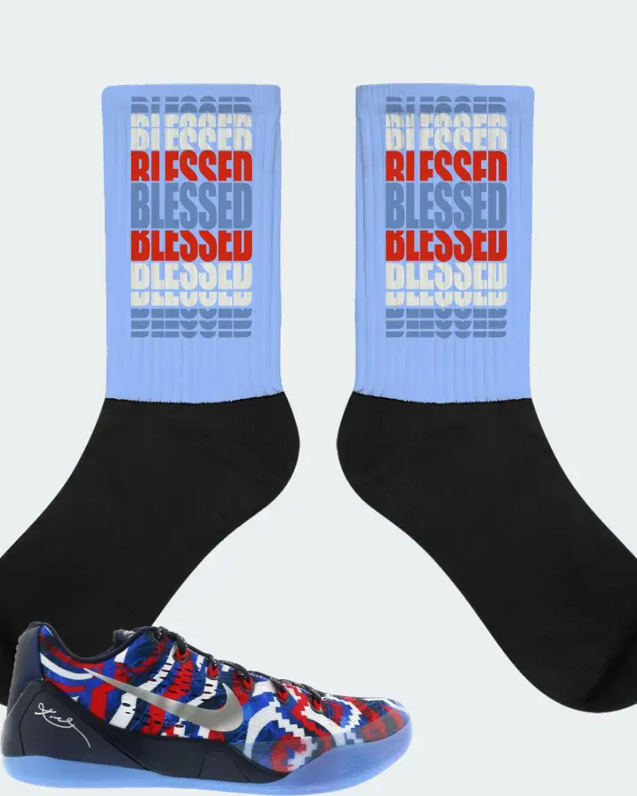 Nike Kobe 9 EM Low Sneaker Matching Carolina Blue Socks - BLESSED Many Times
