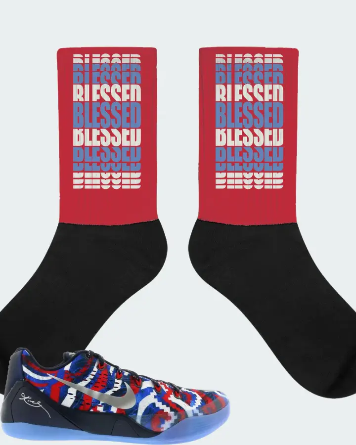 Nike Kobe 9 EM Low Sneaker Matching Red Socks - BLESSED Many Times
