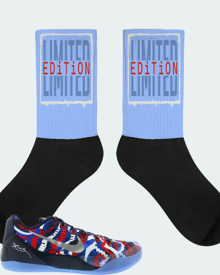 Nike Kobe 9 EM Low Sneaker Matching Carolina Blue Socks - LIMITED EDITION