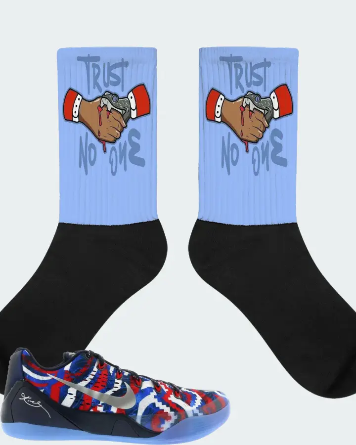 Nike Kobe 9 EM Low Sneaker Matching Carolina Blue Socks - Trust No One