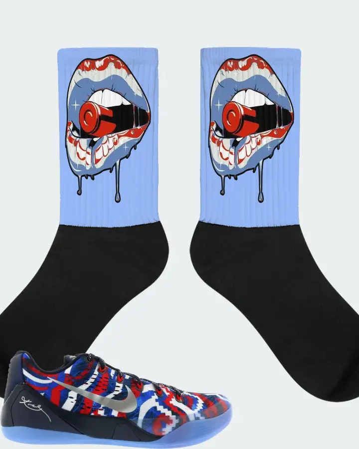 Nike Kobe 9 EM Low Sneaker Matching Carolina Blue Socks - Kiss of Death