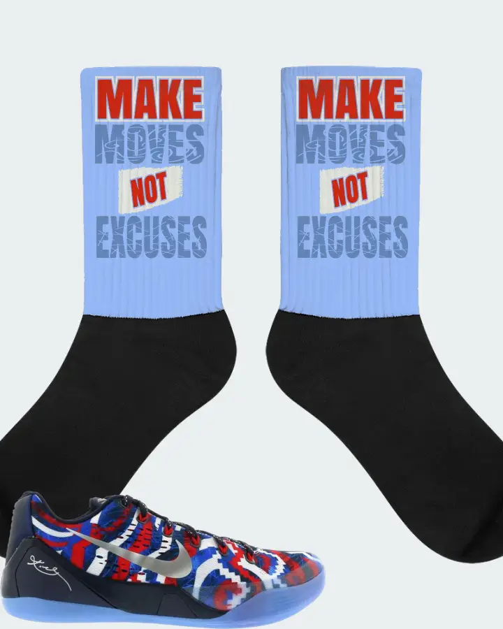Nike Kobe 9 EM Low Sneaker Matching Carolina Blue Socks - Make Moves Not Excuses