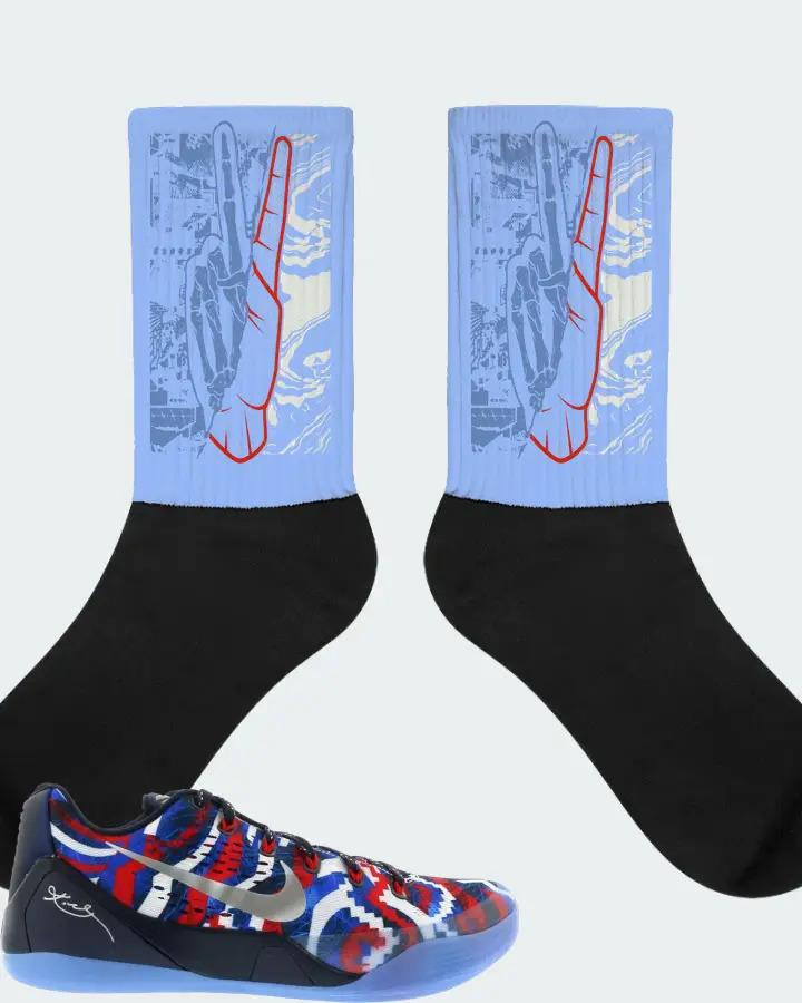 Nike Kobe 9 EM Low Sneaker Matching Carolina Blue Socks - Peace of mind